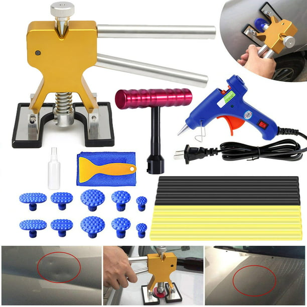 New Car Body Paintless Dent Repair Removal Glue Gun Tool Puller Lifter T Bar Kit